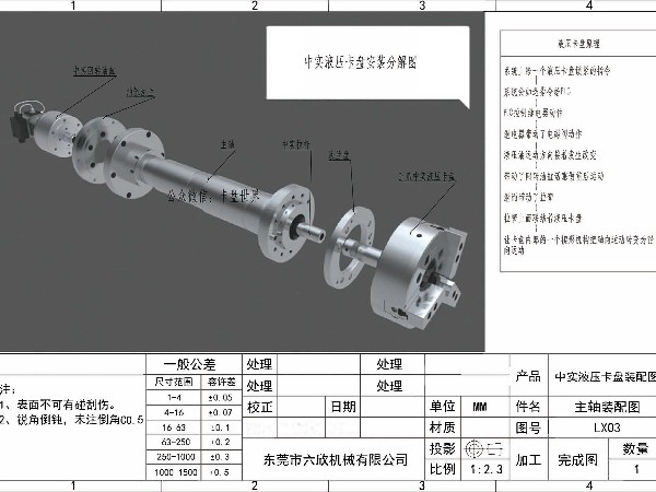 三爪中實(shí)液壓卡盤安裝分解圖及工作原理