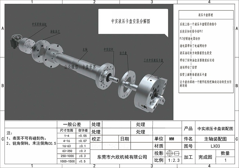 三爪中實液壓卡盤安裝分解圖