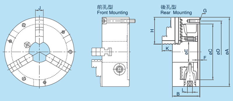 三爪卡盤規(guī)格型號尺寸