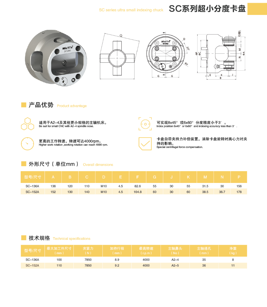 小型分度卡盤